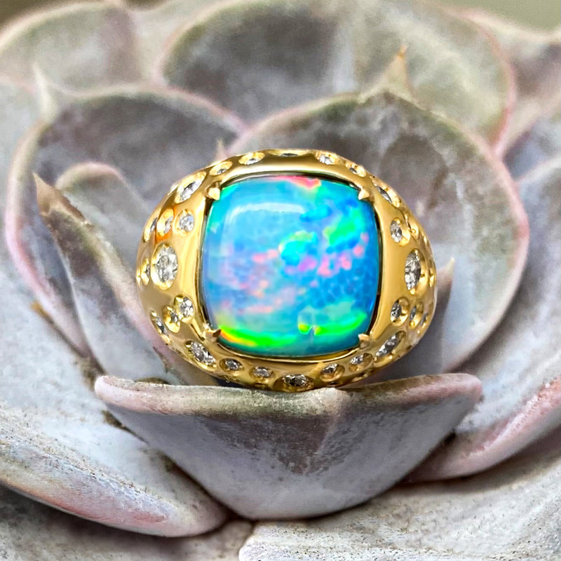 18K YELLOW GOLD CUSTOM OPAL 'BALLER' RING