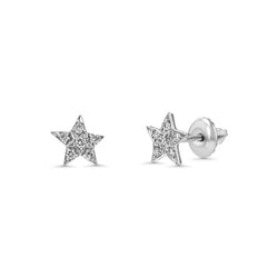 18K WHITE GOLD STAR EARRINGS