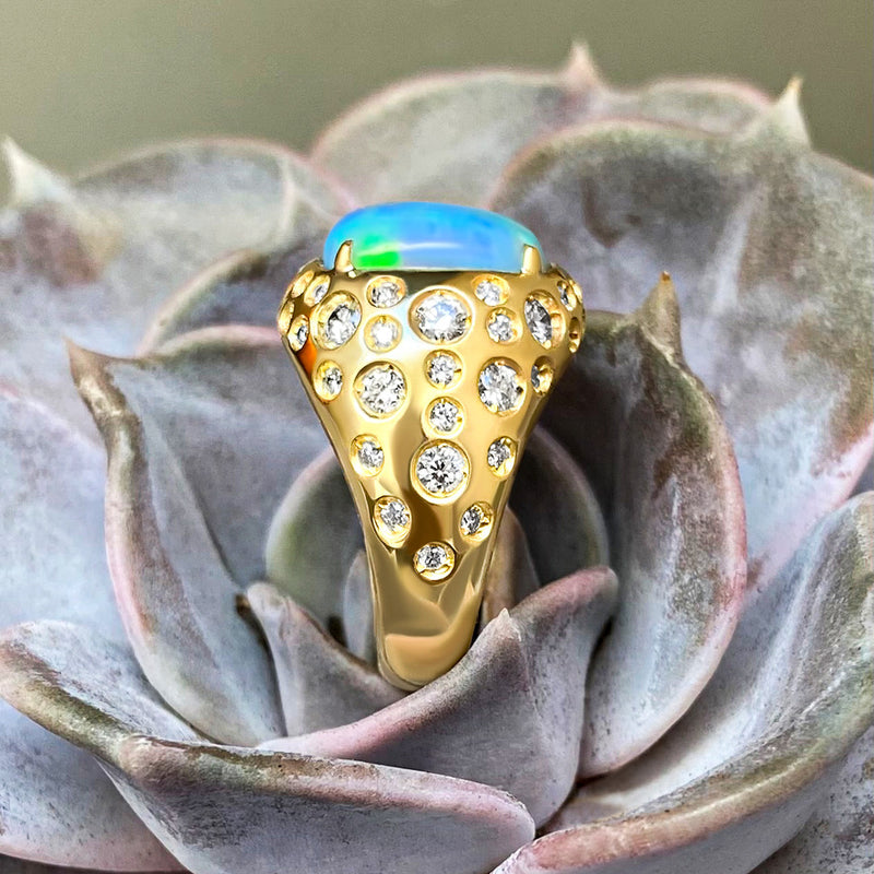 18K YELLOW GOLD CUSTOM OPAL 'BALLER' RING
